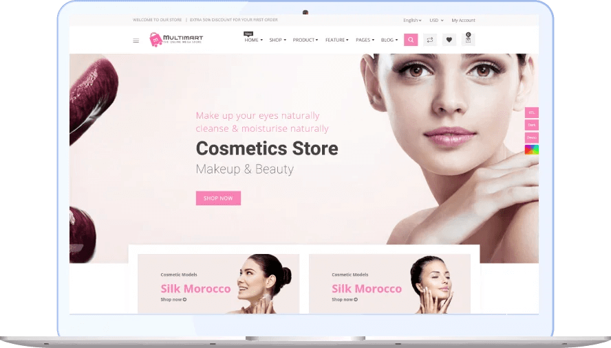 Example d'interface : une Boutique en ligne de produit cosmétique