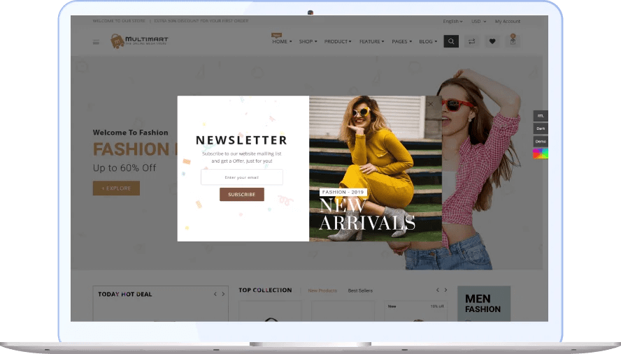 Example d'interface : une Boutique en ligne de mode et vêtements