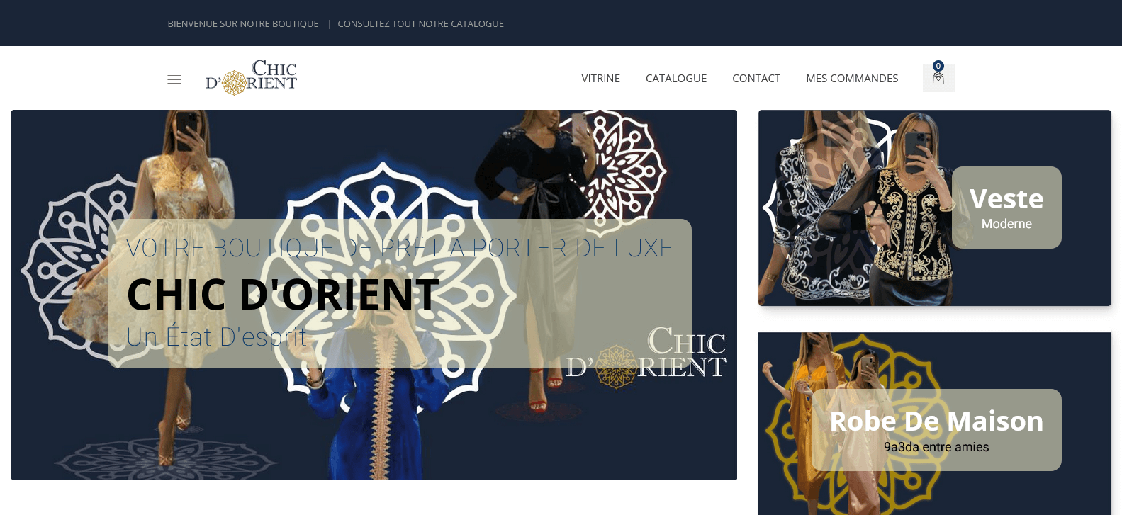 Example de site ecommerce chic d'orient